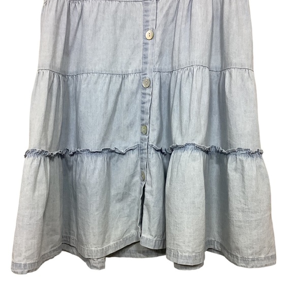 Cottonon Chambray Woven Tawni Tiered Babydoll Mini Dress Size Small Light wash - Picture 5 of 8